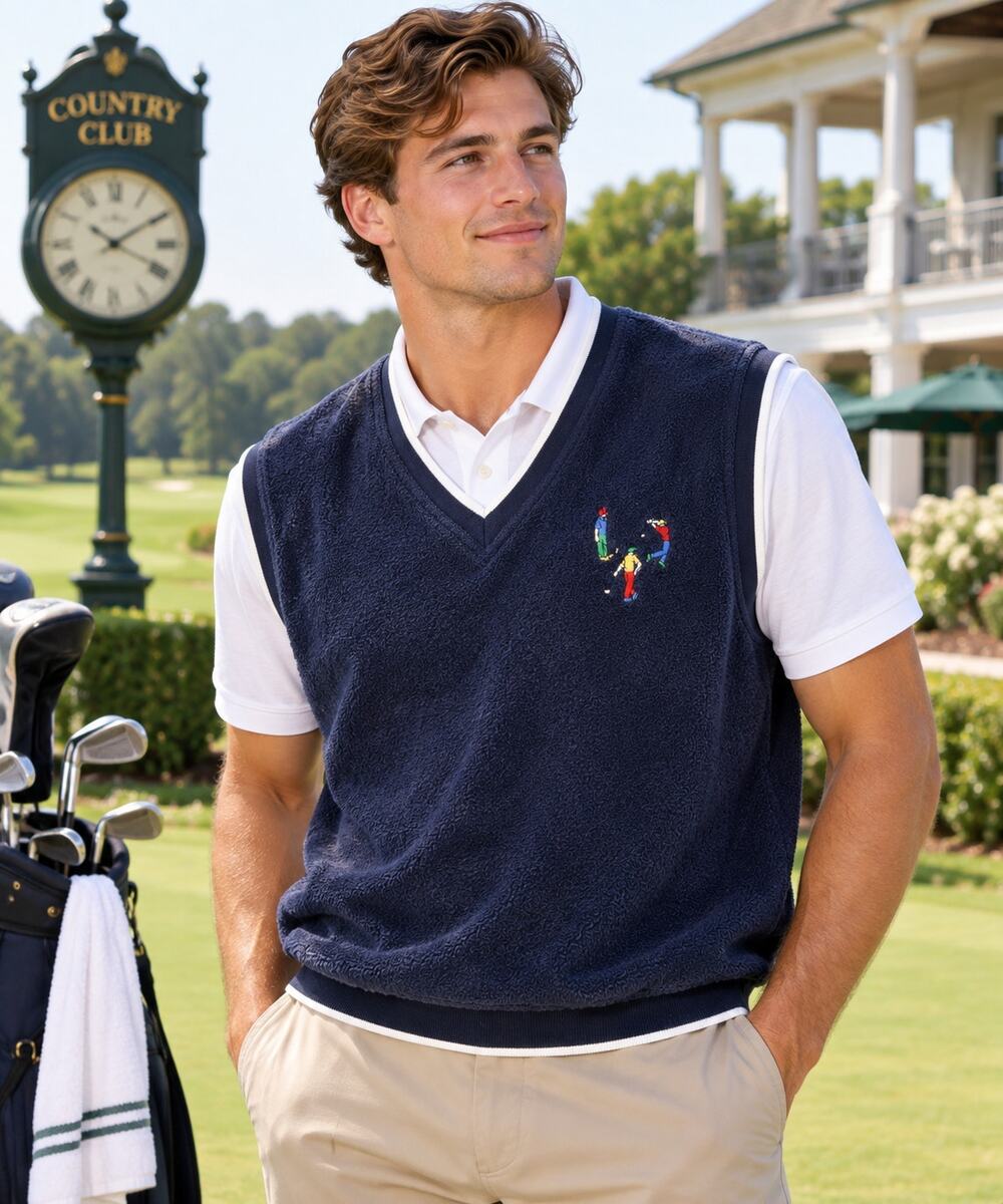Vintage Pivot Rules Golf Vest Men's XL Navy Embroidered Golfers